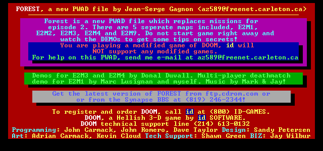 ENDOOM image for FOREST.WAD ver 3.2